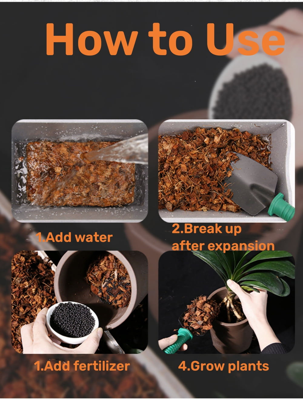 MODANU 1.1 LB Coco Husk Chips Natural Organic Coconut Coir Chips Brick Potting Soil Mix with Low EC & PH Balance, Compressed Coconut Substrate Coco Chips Mulch Medium for Garden, Flowers, Plants
