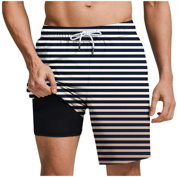 LpwkSSA Mens Ombre Stripe Swim Shorts Mesh Lining Design Breathable Fabric Relaxed Silhouette for Pool Parties Black XXXL