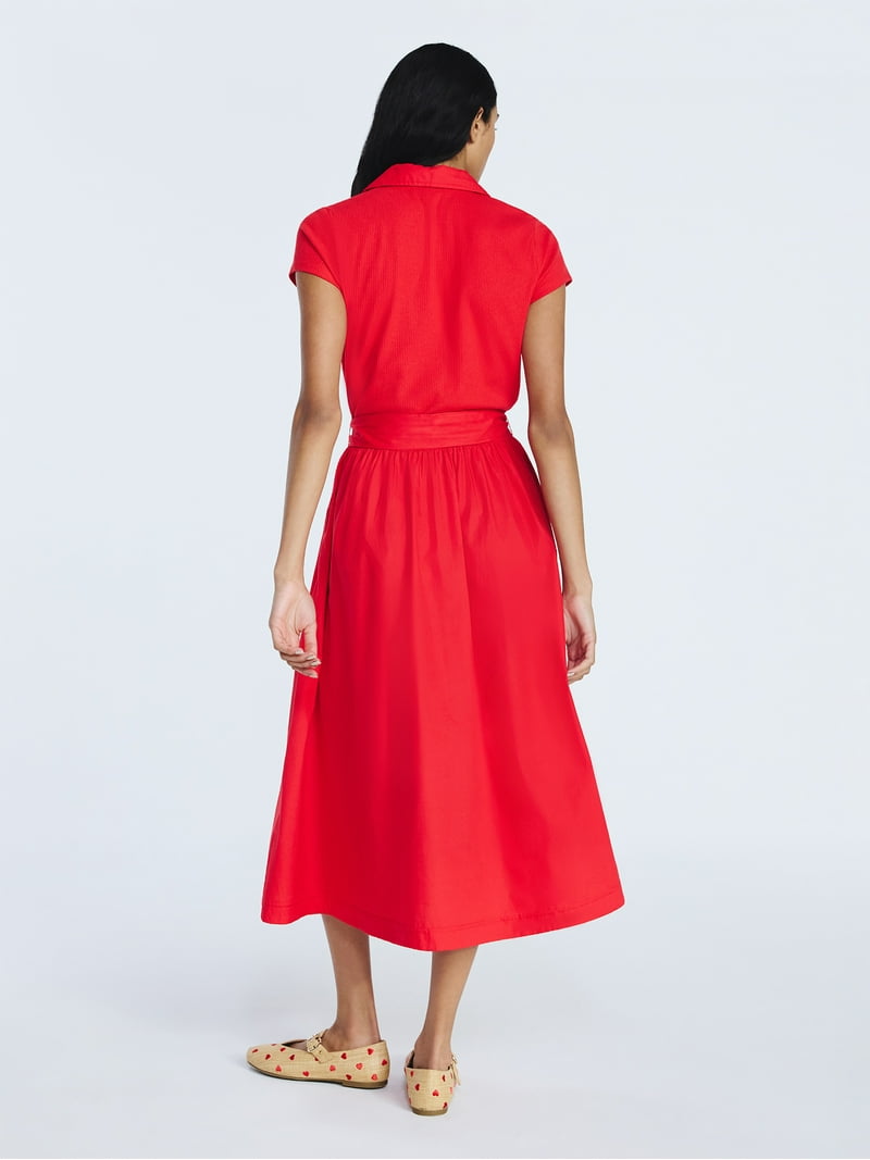 cinch waist midi dress Bright green cinch waist side pocket midi dress