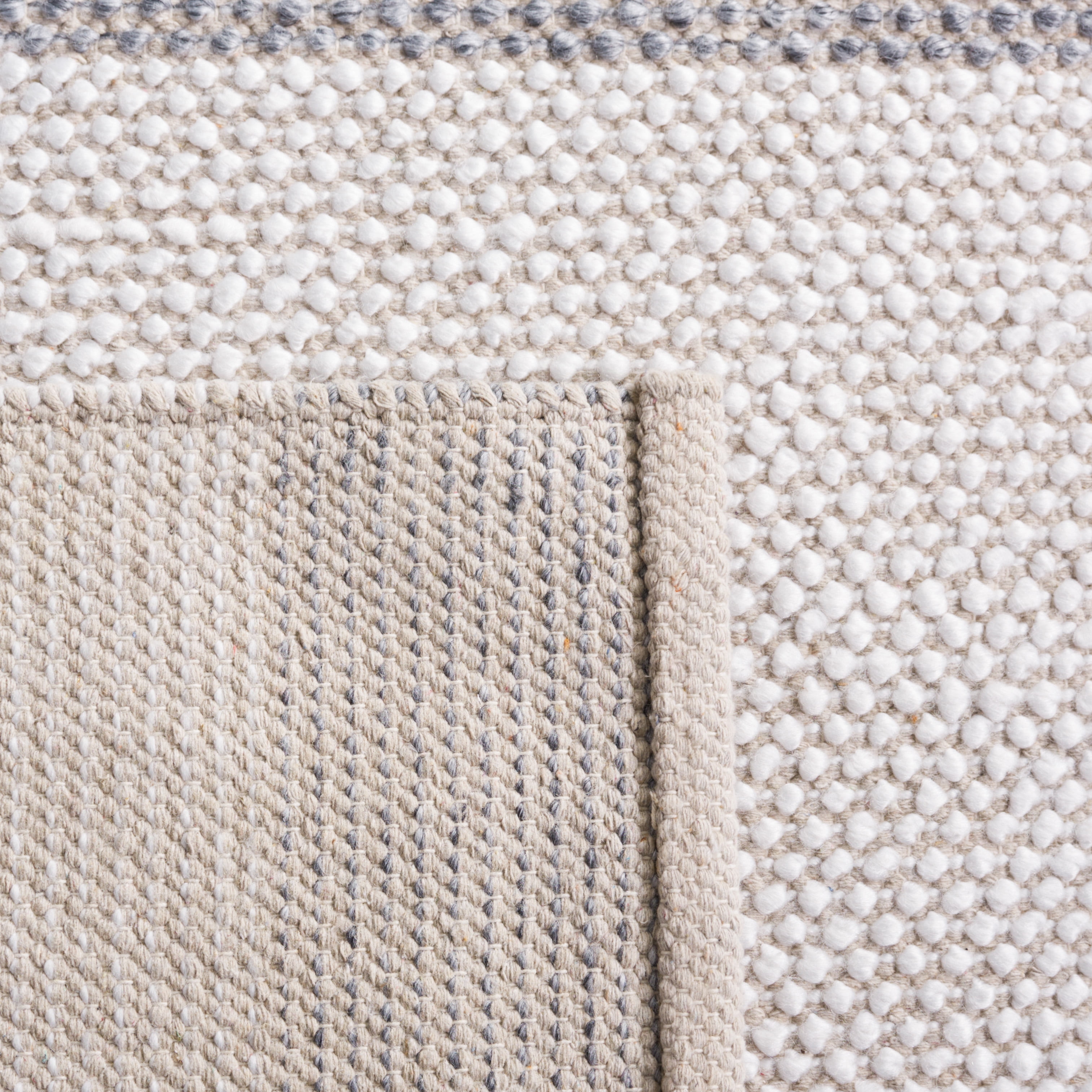 SAFAVIEH Natura Marina Striped Wool Area Rug, Ivory/Dark Grey, 5' x 8'