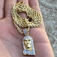 thumbnail image 2 of Jesus Head Chain Micro Pave Iced Bling Gold Finish 24" Rope Necklace Small 1" Pendant, 2 of 9