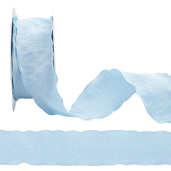 1roll 10 Yards Polyester Ruffled Ribbon for Sewing Decoration Light Blue 1-5/8 inch(40mm)