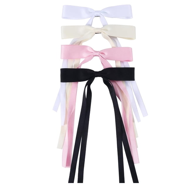 Pinza para el pelo con cinta y borla, pinza metálica con lazo largo, material de poliéster para mujeres/niñas, sujeción segura para cabello grueso, apta para fiestas/uso diario