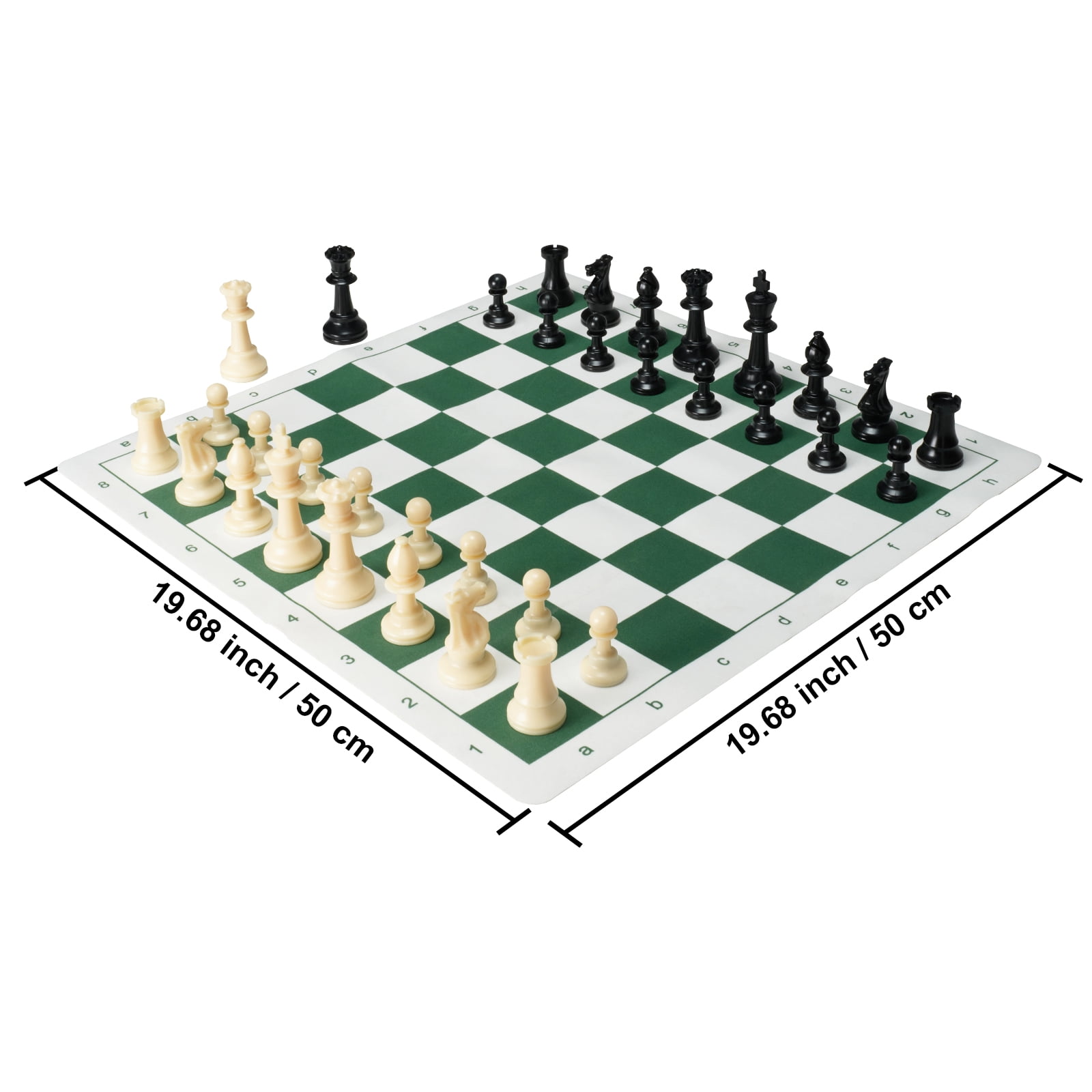 KFFKFF Tournament Chess Board Set, 20" Foldable Portable Silicone Chess Game Gift