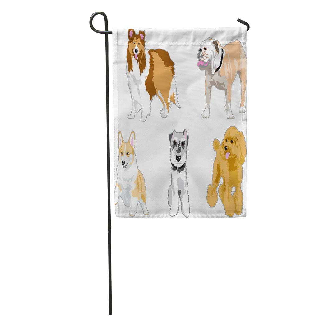 Laddke Brown Corgi Of The Dog Gray Poodle Schnauzer Cartoon Mini Garden Flag Decorative Flag House Banner 12x18 Inch Walmart Com Walmart Com