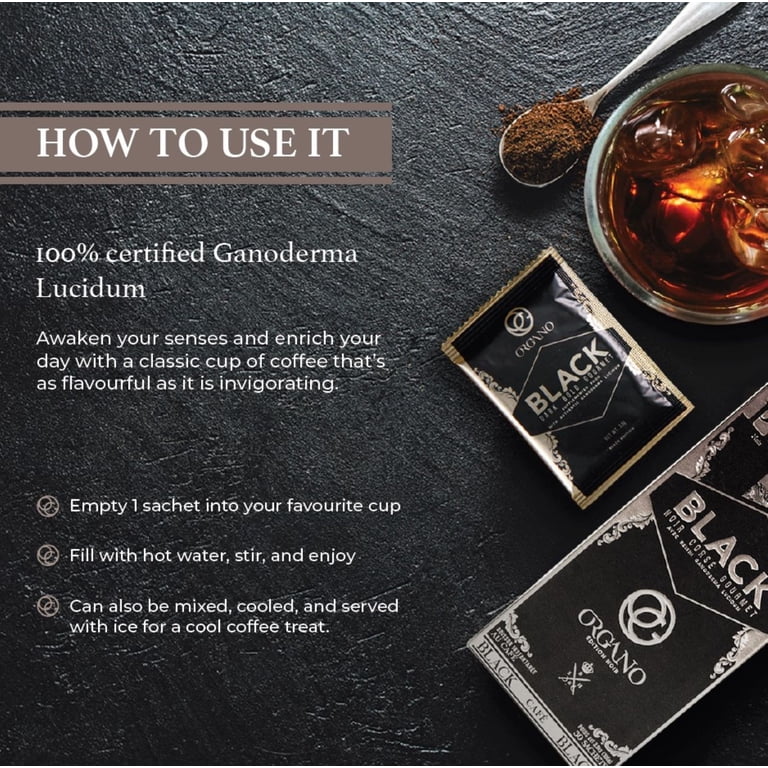 Organo, Gourmet Black Coffee, 30 sachets, 3 Pack, Medium-Dark