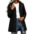 thumbnail image 2 of Womens Outdoor Jacket Plus Size Hooded Waterproof Long Sleeve Solid Color Plaid Lined Winter Casual Daily Outdoor Mid Length Jacket Raincoat with Pockets, 2 of 10