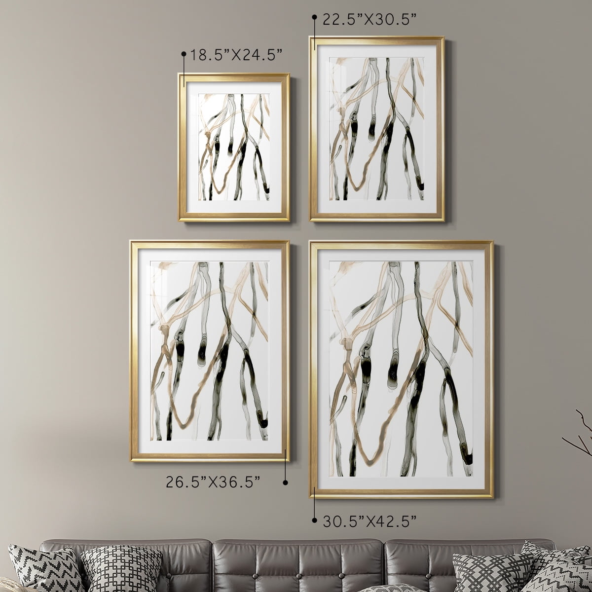 Wexford Home Runnel XI Premium Framed Print, 26.5" x 36.5" - Ready to Hang, Gold (Set of 2)
