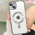 thumbnail image 4 of Magnetic Case for iPhone 14 Plus Case [Compatible with MagSafe] Camera Lens Protector Plating Luxury Cover for Women Men Clear Soft TPU Shockproof Protective Phone Case - Silver, 4 of 12