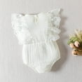 thumbnail image 5 of Siilsaa Girls' Jumpsuits & Rompers Girls Fly Sleeve Solid Cotton Romper Ruffles Bodysuits Clothes White,70, 5 of 6