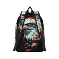 thumbnail image 2 of Honeii USA Bald Eagle Print Canvas College Laptop Backpack, Durable Rucksack Travel Notebook Bag School Backpack Book Bag for Men Women-Small, 2 of 7