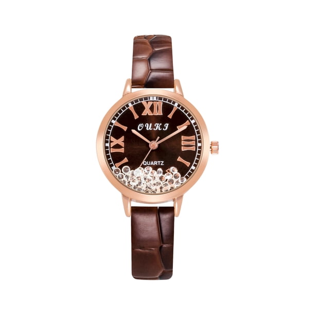 Reloj de cuarzo para mujer, relojes para mujer, moda para mujer, cristal dorado, cuero, analógico, reloj de pulsera de cuarzo, el reloj