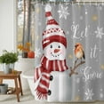 thumbnail image 3 of Christmas Snowman Bird on Grey Shower Curtain for Bathroom, Gold Snowflakes Seamless Waterproof Shower Curtains Washable Quick Dry with Hooks Bathtub Curtains 72x72IN, 3 of 9
