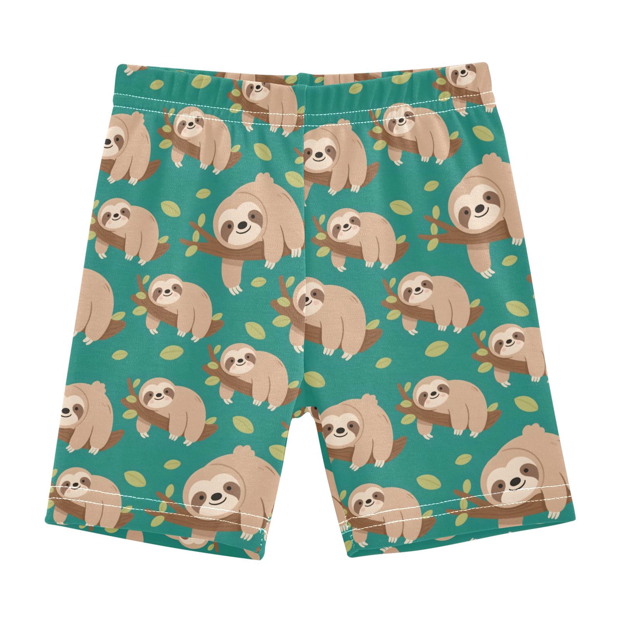 joogoo Sloth on Tree Branch Girls Lined Shorts Bike Dance Bottoms 4T