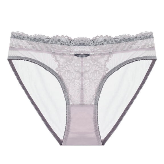 Padded Underwear for Women Women's Bikini Panties Sheer Lace Briefs Lightweight Thin Mesh Underpants Purple L