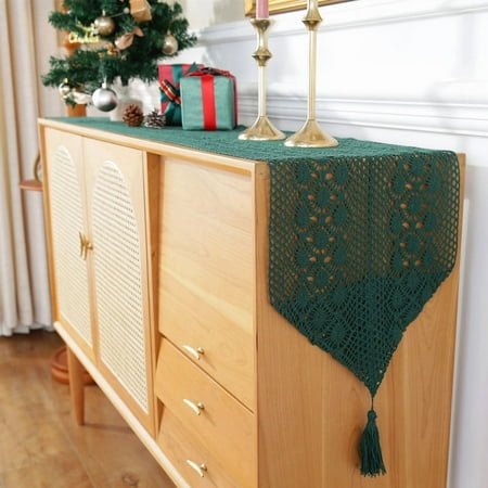 

XmhyTop Lace Tablecloth Rectangular Table Cover for Kitchen Dinning Wedding Party Decoration -SIZE C:11.8*70inch Green A