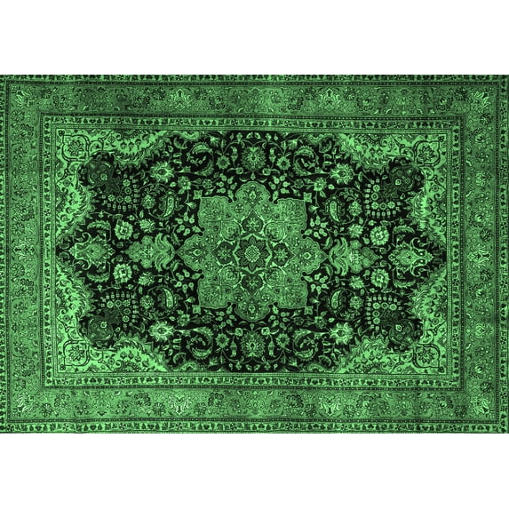 Ahgly Company Indoor Rectangle Persian Emerald Green Traditional Area Rugs, 5' x 7'