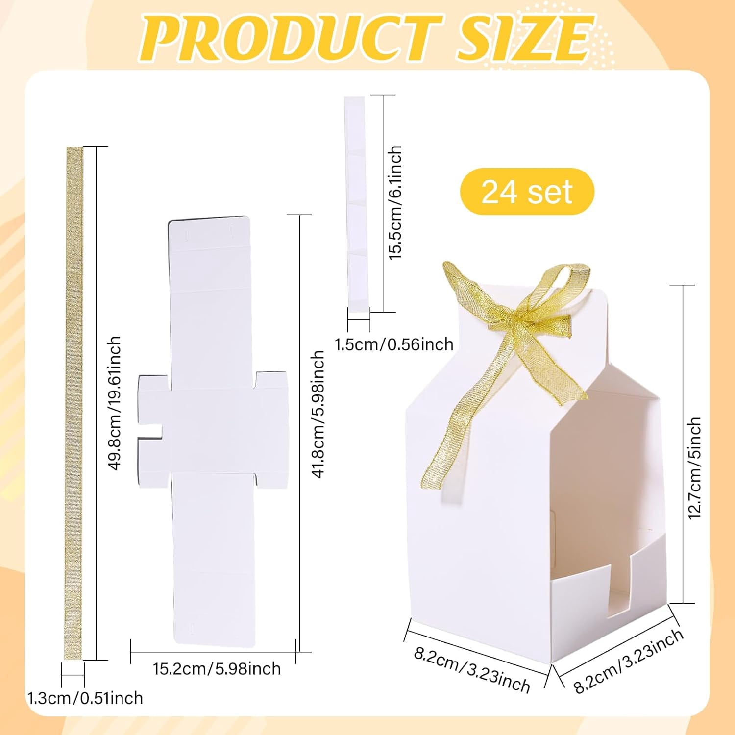 24Set Sublimation Mugs Blanks Gift Boxes with Ribbon Heat Press Transfer Coffee Mug Gift Box for Christmas Wedding Party Mugs Gift Wrapping White