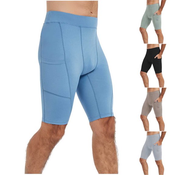 cllios Men's Elastic Compression Shorts Sports Active Workout Tight Shorts Solid Color Running Gym Shorts Baselayer Underwear