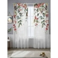 thumbnail image 2 of Christmas Sheer Curtains 96 inches Long 2 Panels Set Winter Pine Leaves Pine Cones Berries Snowflakes Tiers Sheers Rod Pocket Small Window Short Curtains for Kitchen Cafe, Each 52" W x 96" L, 2 of 7