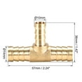 thumbnail image 2 of Conector de reducción de manguera de latón de 10mm x 6mm x 10mm, en forma de T, conector barbado de 3 vías para aire, agua, combustible, gas, 2 piezas. 14mm x 10mm x 14mm, 2 of 3