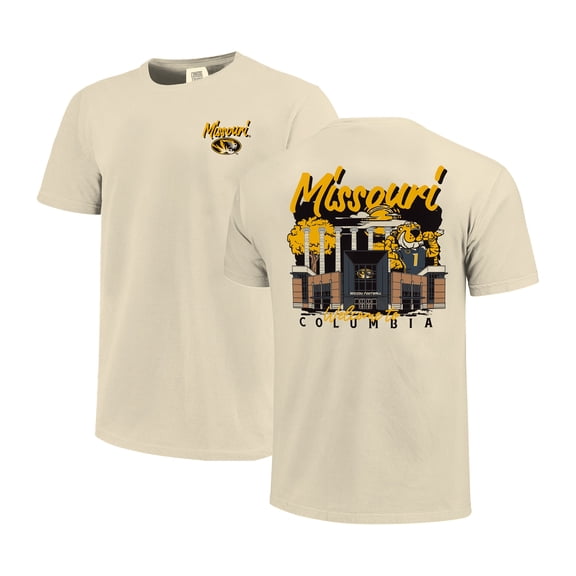 Men's Image One Natural Missouri Tigers Comfort Colors Hand-Drawn Campus Stack T-Shirt