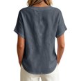 thumbnail image 6 of cocolona Summer V Neck Tops for Women Short Sleeve Grommet Eyelet Shirts Trendy Casual Solid Color Blouses, 6 of 7
