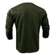 thumbnail image 4 of khonts,Men's V-Neck Splicing Button up T Shirts Plus Size Long Sleeve Loose Fit Tee Shirts Casual Stylish Tops with Pocket Green L, 4 of 6