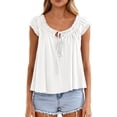 thumbnail image 6 of PRETTYGARDEN Womens Tie Front Tank Tops Summer Fashion Cap Sleeve Babydoll Blouses Flowy Shirts Spring Going Out Outfits, 6 of 7