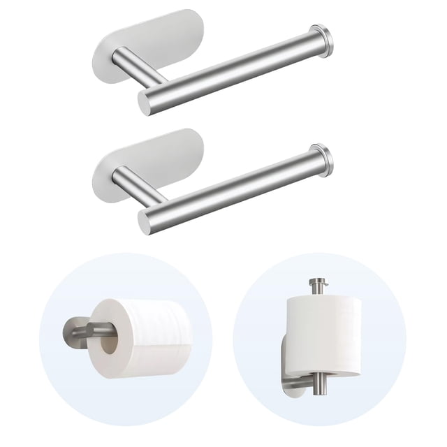 Portarrollos GMYOO de acero inoxidable, 2 unidades, sin taladro
