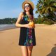 thumbnail image 3 of Balery Neon Psychedelic Giraffe Vestidos de verano para mujer con estampado: vestido holgado sin mangas, vestido playero informal y cómodo para días calurosos., 3 of 7