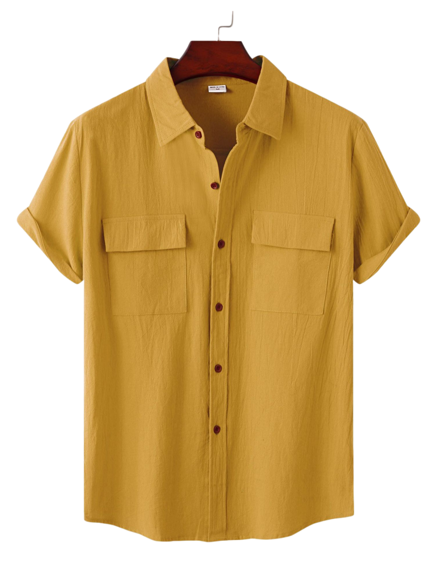 Grianlook Mens Regular Fit Button Down T Shirt Short Sleeve Solid Color