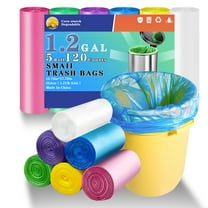 1.2 Gallon Trash Bags, 120 Coloured Garbage Bags, 10 Litre Bin Liner for Bathroom, Kitchen, Office, Bedroom