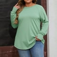 thumbnail image 6 of YDDIAN Womens Trendy Tops Plus Size Long Sleeve Baggy Tunic Tshirts Crewneck Fall Basic Loose Fit Tops with Thumb Holes Light Green 3XL, 6 of 6