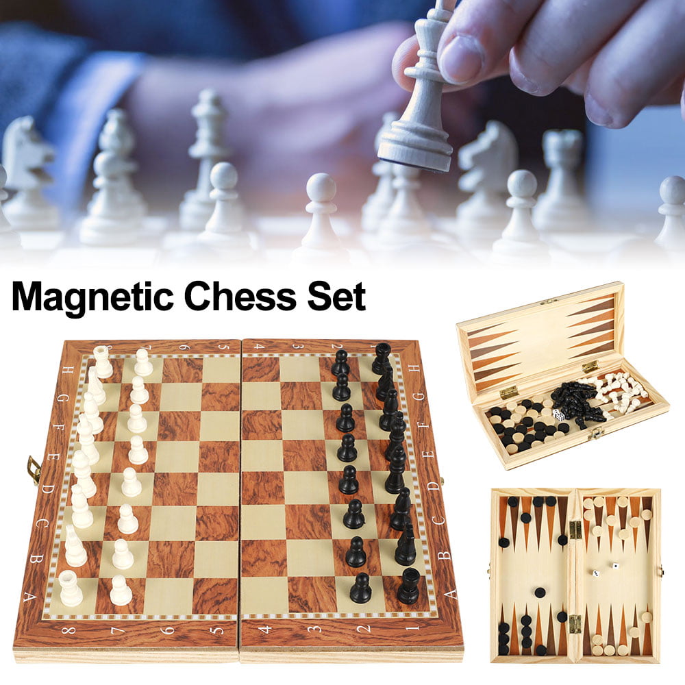 Portable Chess Set with Folding Chess Board and Game Pieces Diameter 3.5cm 