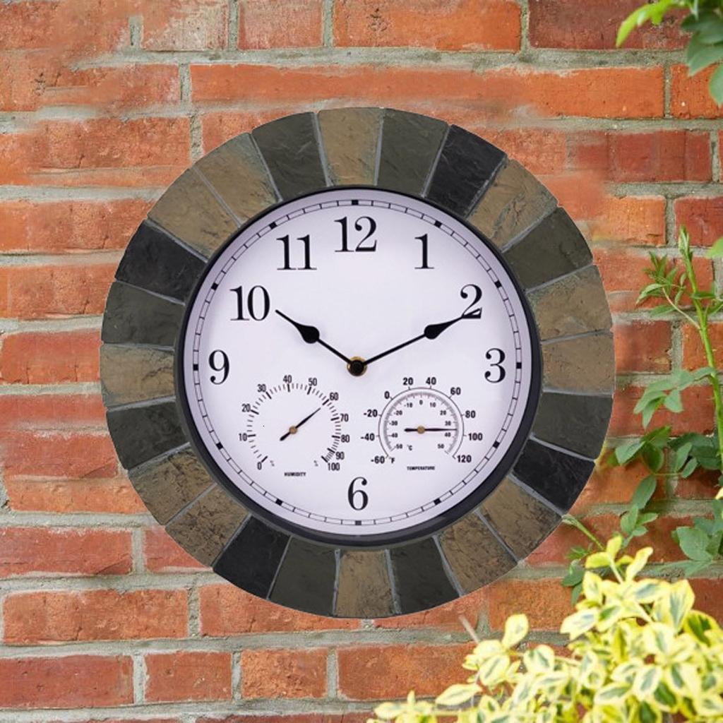 Wall Clock with Temperature and Humidity Waterpoof Silent Clock for Kitchen Home