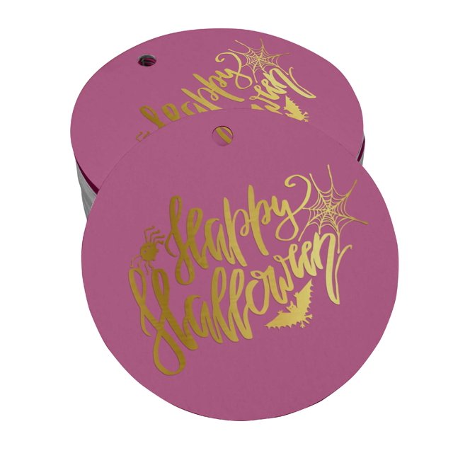 Inkdotpot 50 Pack Happy Halloween Halloween Favor Paper Tags Craft Real Gold Foil Hang Tags
