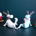 thumbnail image 7 of Reindeer Figurine Deer Statue Nordic Style Resin Animal Sculpture Home Bedroom Office Table Decoration Ornaments Collectible - blue color two, 7 of 7