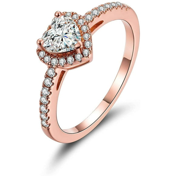MDFUN Luxurious Rose Gold Plated Cubic Zirconia Infinity Love Solitaire Promise Eternity Ring (rose-gold-plated-brass, 5)