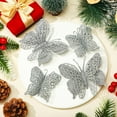 thumbnail image 5 of GQDIN Christmas Glitter Butterfly Ornament with Clip - Hollow Artificial Hanging Decor for Xmas Tree Wedding Wreath Holiday Party Decoration Supplies, 5 of 9