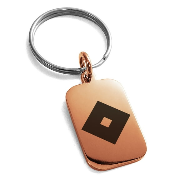 Stainless Steel Miyoshi Samurai Crest Engraved Small Rectangle Dog Tag Charm Keychain Keyring
