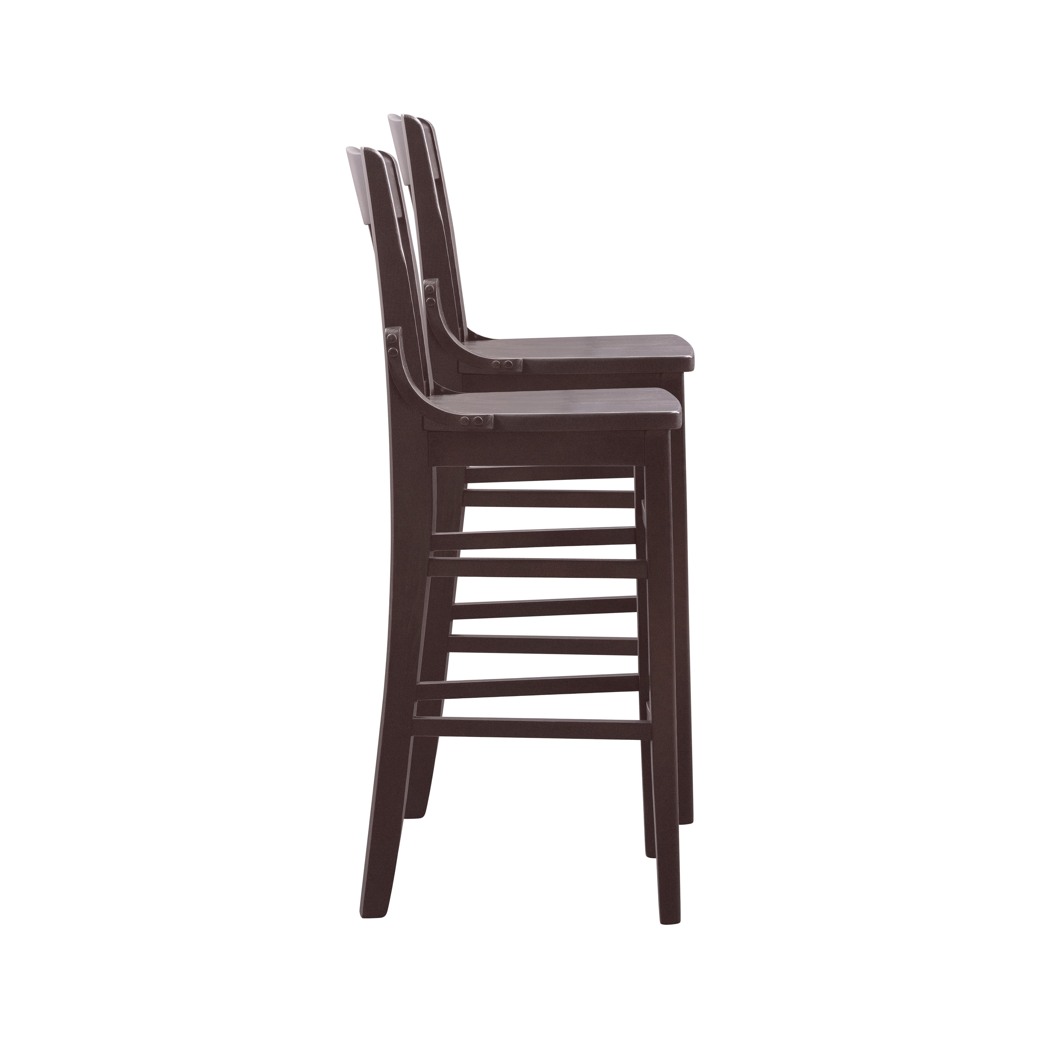 Linon Judah High Back 30" Bar Stools Set, 2-Piece, Brown Finish