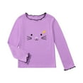thumbnail image 4 of GYRATEDREAM Girls Lettuce Trim Basic Cute Cat Print Tee Shirts Casual Blouse Tops for 1-8T, 4 of 11