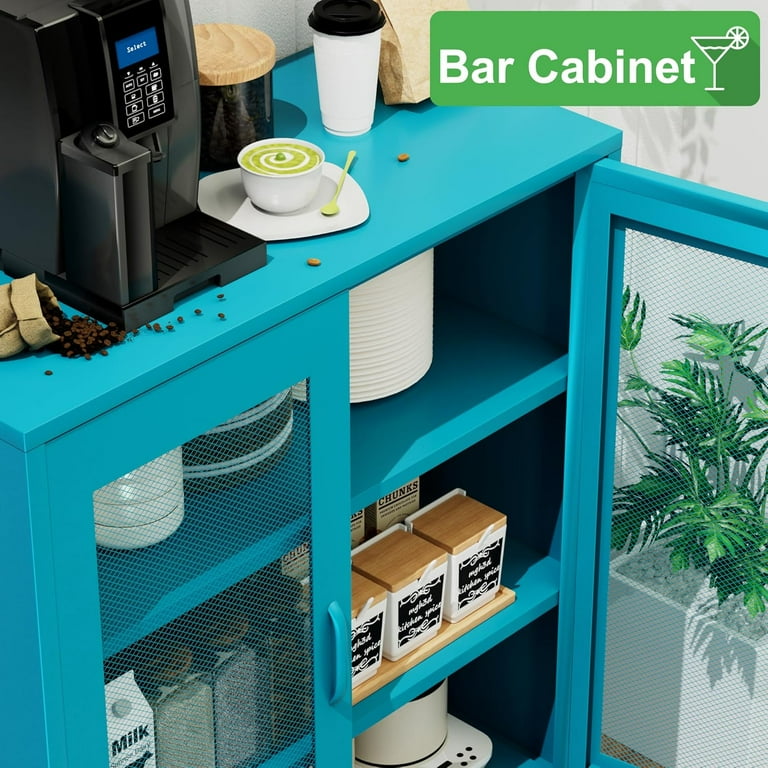Metal Coffee Bar, Sideboard Buffet Cabinet, 40'' H Kitchen Storage