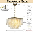 thumbnail image 3 of 3-Light Square Antique Brass Chandelier with Capiz Natural Seashells Shade, 3 of 10