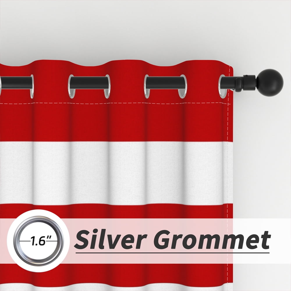 Lfeey Red Stripe Room Darkening Blackout Curtains Christmas Bedroom Living Room Grommet Curtains 52x84 Inch 2 Panel