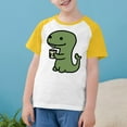 thumbnail image 2 of Virmaxy Toddler Boys Girls Kawaii Dinosaur Print T-Shirt Children'S Trendy Plunger Short Sleeve Blouses 2025 Summer Lightweight Loose Fit Crewneck Blouses Tops Yellow-2 7 Years, 2 of 8