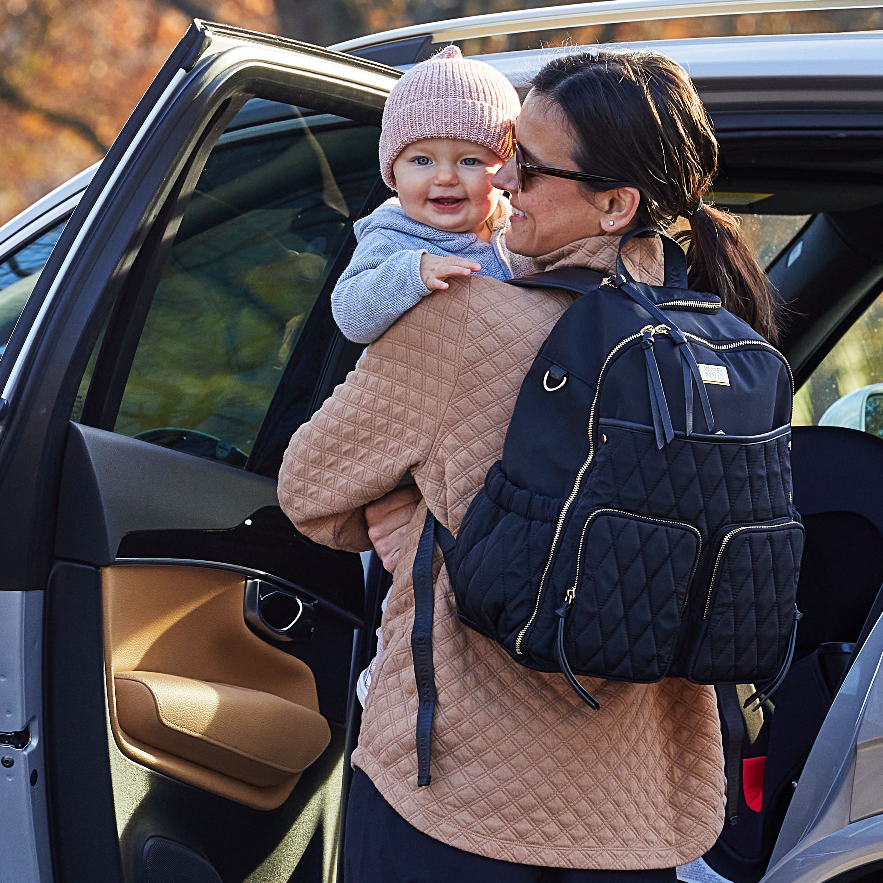 Madden NYC Women's Diaper Backpack Quilted Khaki