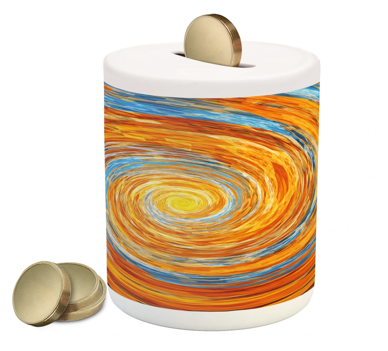 Vortex Coin Bank Fractal Piggy Bank, Hippie Style Vortex Spiral Rotary Colorful Chaotic ...