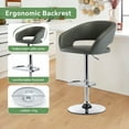 thumbnail image 4 of Adjustable Bar Stools, 360-Degree Swivel Barstools with Open Back and Arms, PU Leather Counter Height Island Chairs with Square Footrest for Pub Kitchen Dining Room, Grey, 4 of 13